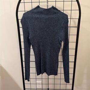 Athleta Charcoal Ribbed Knit Top